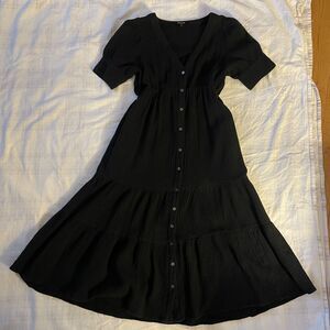 Madewell Black Seersucker Long Dress - Size 00 (Fits like a 0/XS)